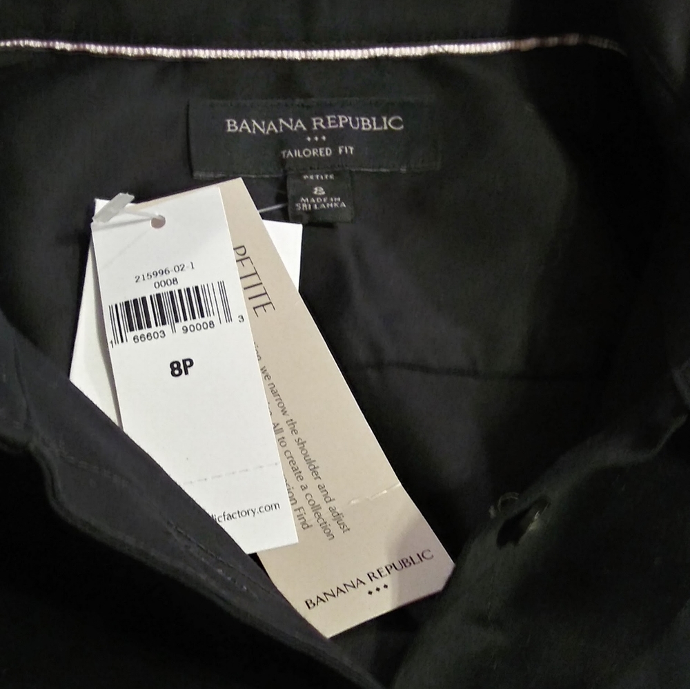 Banana Republic Black Fitted Button Down Shirt, 8P - Picture 4 of 5